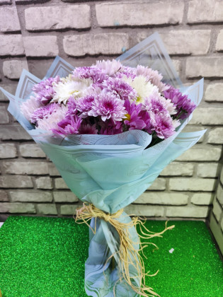 Mor Beyaz kasımpatılı buket